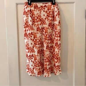 Kasper Petite Floral Midi Skirt in Red White Cute Fall Spring Simple Church